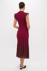 Plum Shimmer Knit Midi Dress