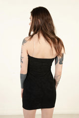 Black Jacquard Bustier Clear Straps Mini Dress