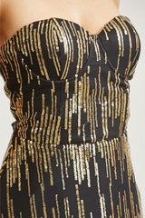 Erica Sequin Detailed Black Mini Dress