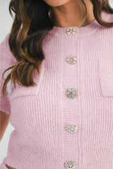 Nadia Knit Short Sleeve Sweater & Matching Midi Skirt (Sold Separately)