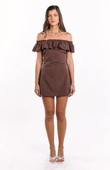 Haylie Brown Polka Dot Off Shoulder Mini Dress