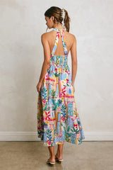 Vittoria Summer Print Halter Midi Dress