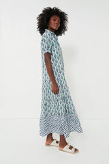 Blue Multi Short Sleeve Maxi Dress