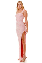 Felicity Sequin Bow Embellishments Maxi Gown - Pink