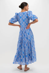 Blue Geo Floral Cara Maxi Dress