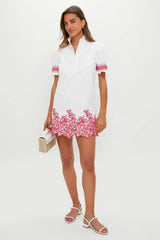 White & Red Embroidery Eliza Mini Dress