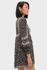 Multi Emmeline Print Long Sleeve Mini Tiered Dress