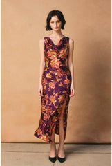 Magnolia Cowl Neck Satin Maxi Dress