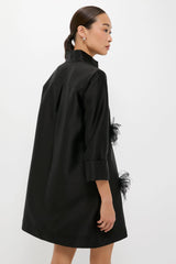 Black Embellished Dupioni Megan Dress