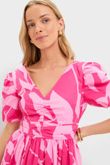 Pink Floral Short Sleeve Carson Maxi Dress