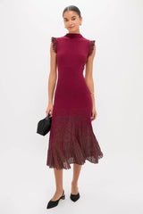Plum Shimmer Knit Midi Dress
