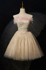 Strapless Champagne A-line Short Princess Dress