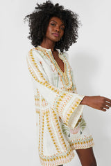 Off White and Mustard Tess Short Dress