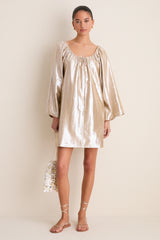 Gold Metallic Claudine Mini Dress