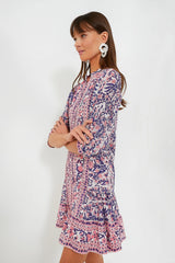 Pink and Navy Floral Piper Mini Dress