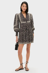 Multi Emmeline Print Long Sleeve Mini Tiered Dress