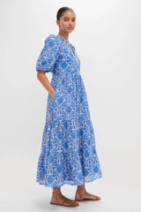 Blue Geo Floral Cara Maxi Dress