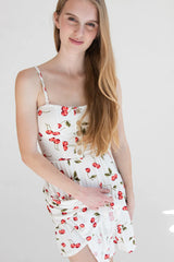 Cherry Print Tiered Mini Dress