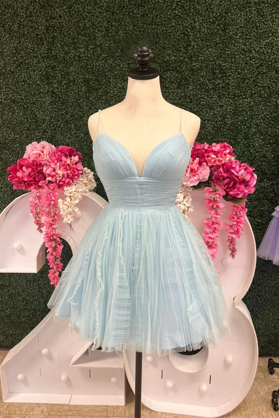 Light Blue Straps A-line Short Homecoming Dress LORI Light Blue Straps A-line Short Homecoming Dress LORI