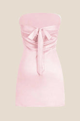 Strapless Pink Back Tie Short Dress
