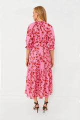 Red and Pink Floral Saratoga Cotton Dress