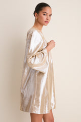Gold Metallic Claudine Mini Dress