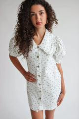 Floral Peter Pan Collar Denim Dress