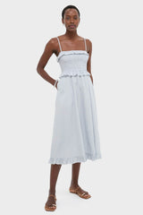Blue and White Stripe Karine Midi Dress