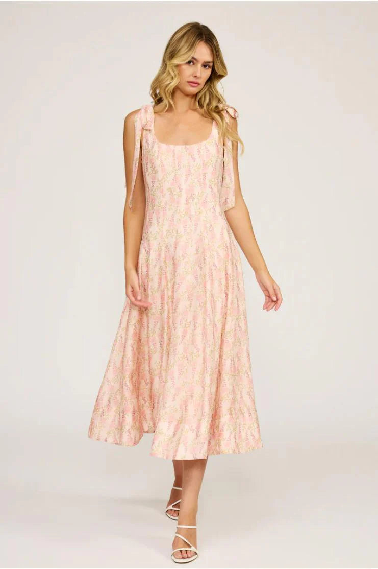 Polly Lavender Florals Print Sleeveless Midi Dress