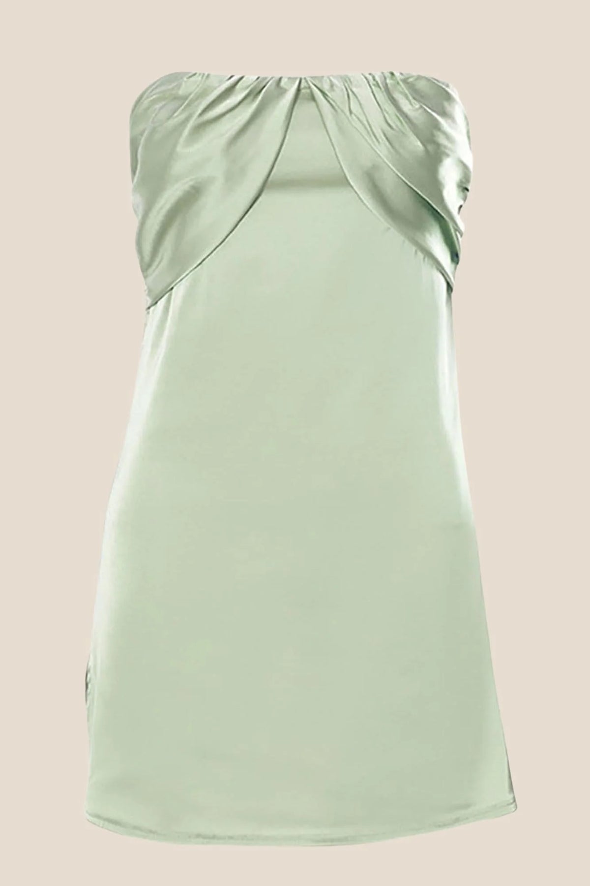 Strapless Ruched Green Split Mini Dress