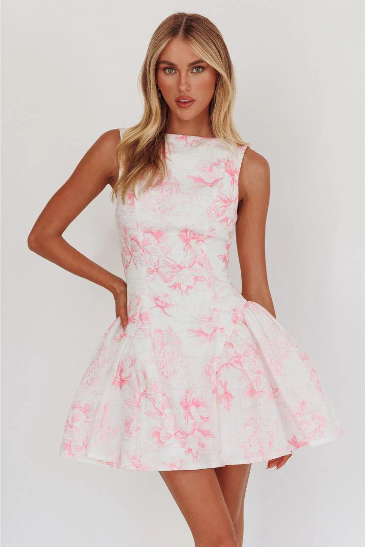 Brooklyn Florals Fit & Flare Mini Dress - Pink