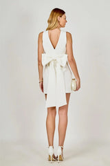 Gizelle Back Bow Mini Dress - Ivory