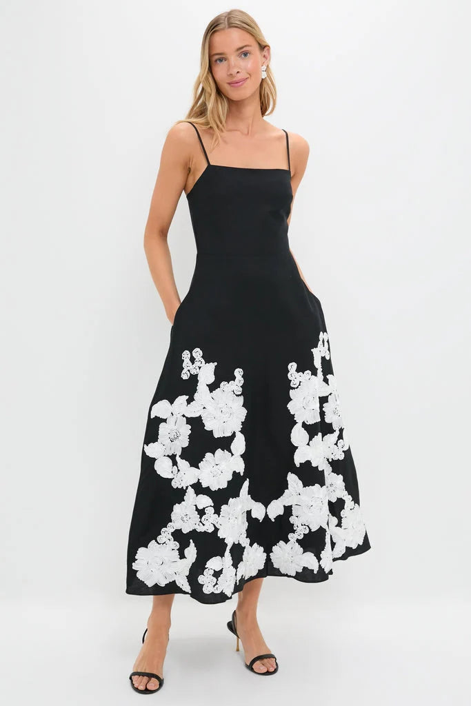 Black Multi Annabella Midi Dress