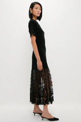 Black Diane Knit Lace Combo Knit Dress
