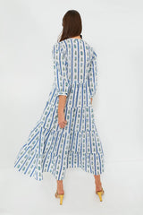 Indigo Border Maria Dress