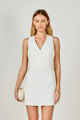 Gizelle Back Bow Mini Dress - Ivory