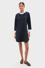 Navy Knit Long Sleeve Burbank Mini Dress