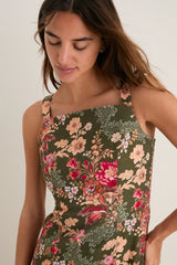 Olive Ornate Floral Eleonore Dress