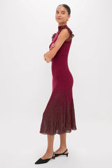 Plum Shimmer Knit Midi Dress