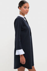 Navy Knit Long Sleeve Burbank Mini Dress