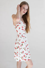 Cherry Print Tiered Mini Dress