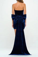 Mrs. Showstopper Velvet Bodycon Mini Dress - Navy Blue