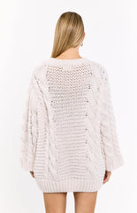Thursdays Cream Cable Knit Sweater Dress
