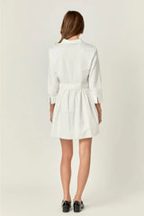 Georgie Collared Button Up Shirt Dress - White