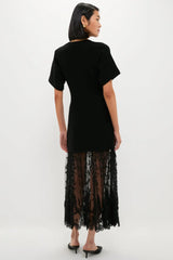 Black Diane Knit Lace Combo Knit Dress