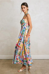Vittoria Summer Print Halter Midi Dress
