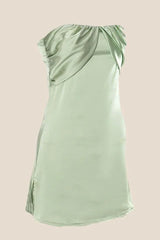 Strapless Ruched Green Split Mini Dress