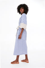 Tan and Blue Stripe Combo Sun Mesa Midi