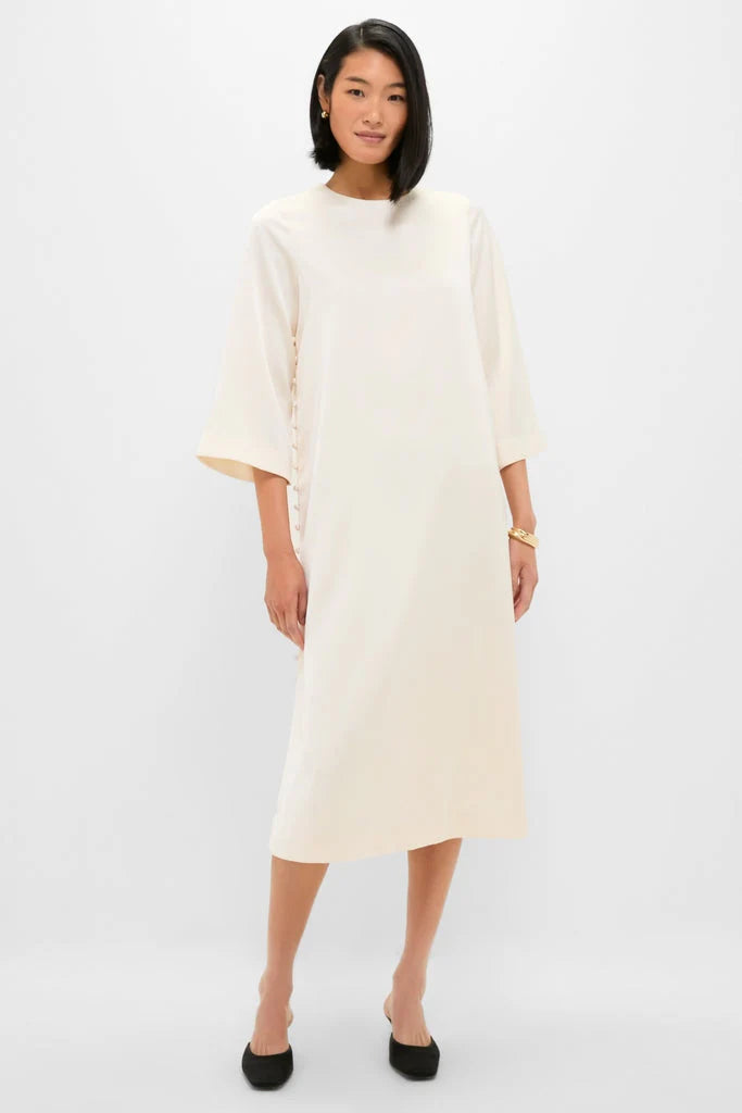 Winter White Side Button Jamie Dress