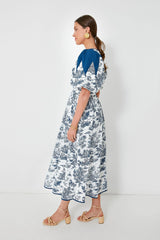 Blue Toile Reynolds Midi Dress